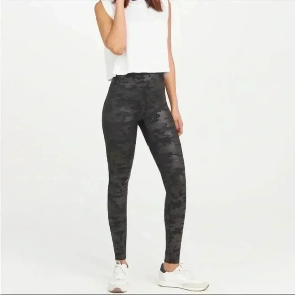 Spanx Camo Faux Leather Leggings